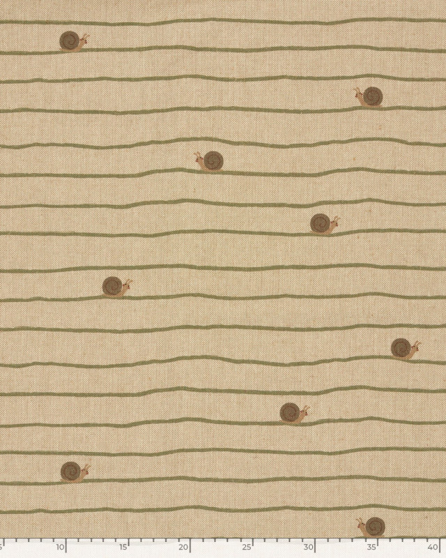 Tissu Effet Lin Imprimé Numérique Petits Escargots  - Mercerine