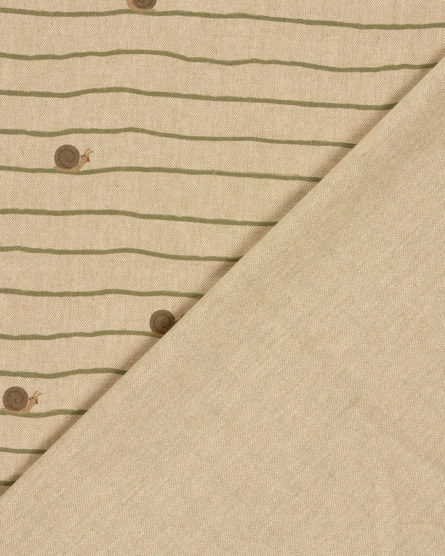 Tissu Effet Lin Imprimé Numérique Petits Escargots  - Mercerine