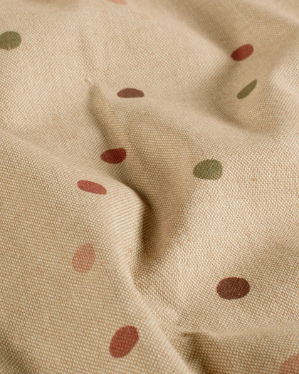 Tissu Effet Lin Imprimé Numérique Petits Pois Roses et Verts - Mercerine