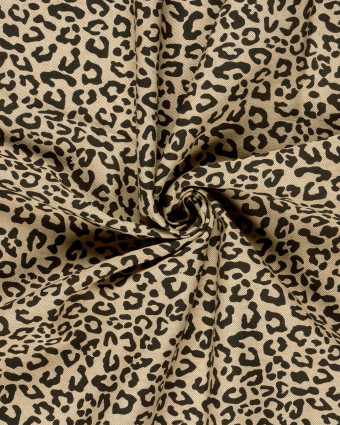 Tissu Effet Lin Imprimé Numérique Léopard Noir - Mercerine