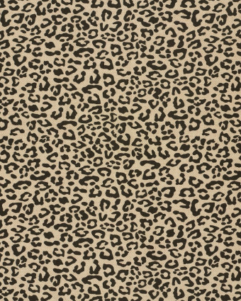 Tissu Effet Lin Imprimé Numérique Léopard Noir - Mercerine