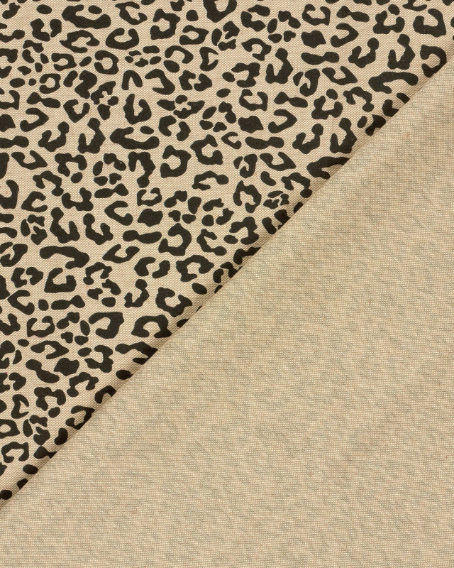 Tissu Effet Lin Imprimé Numérique Léopard Noir - Mercerine
