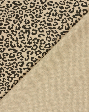 Tissu Effet Lin Imprimé Numérique Léopard Noir - Mercerine