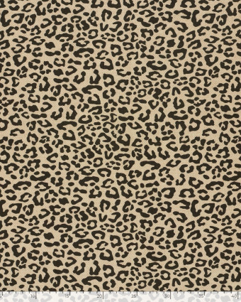 Tissu Effet Lin Imprimé Numérique Léopard Noir - Mercerine