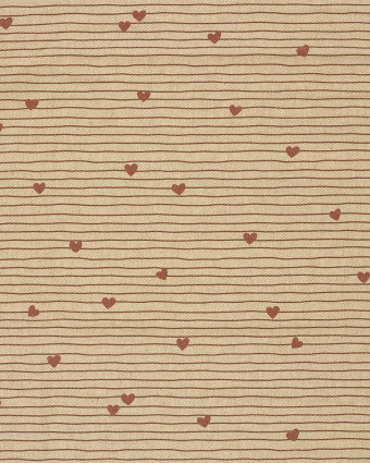 Tissu Effet Lin Imprimé Numérique Petits Cœurs - Mercerine