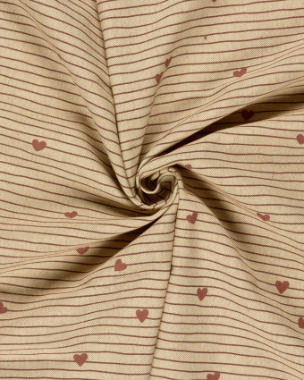 Tissu Effet Lin Imprimé Numérique Petits Cœurs - Mercerine