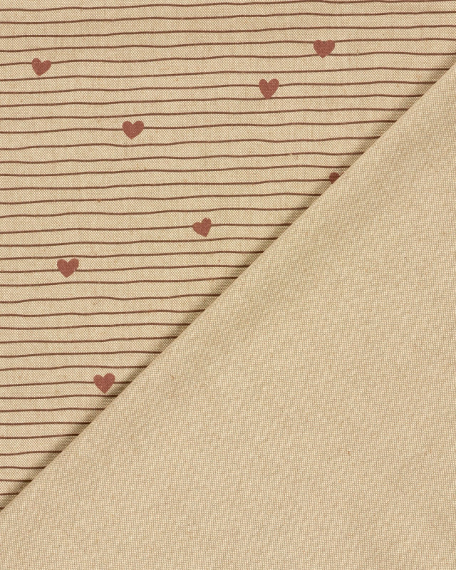 Tissu Effet Lin Imprimé Numérique Petits Cœurs - Mercerine