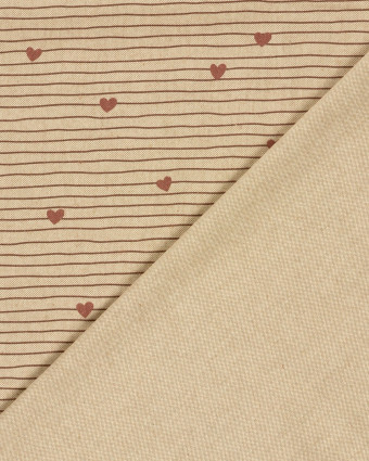 Tissu Effet Lin Imprimé Numérique Petits Cœurs - Mercerine