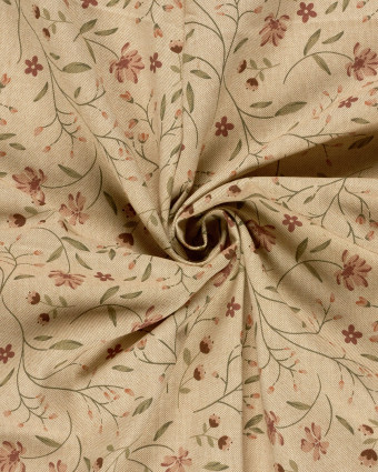 Effet Lin Imprimé Numérique Petites Fleurs Champêtres - Mercerine