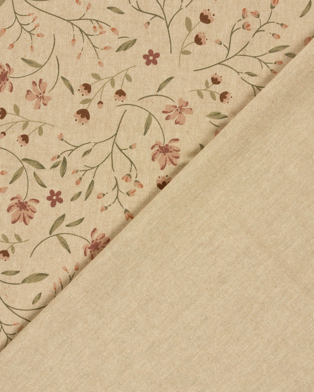 Effet Lin Imprimé Numérique Petites Fleurs Champêtres - Mercerine