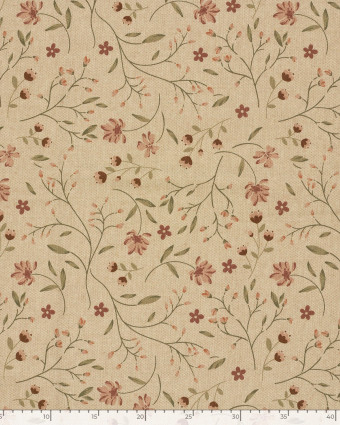 Effet Lin Imprimé Numérique Petites Fleurs Champêtres - Mercerine