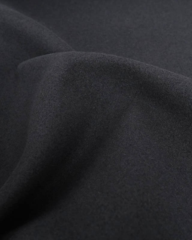 Tissu Effet Drap de Laine Uni Noir - Mercerine