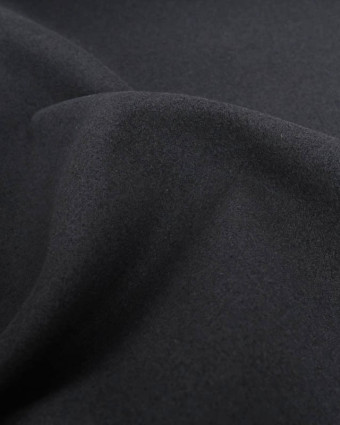 Tissu Effet Drap de Laine Uni Noir - Mercerine