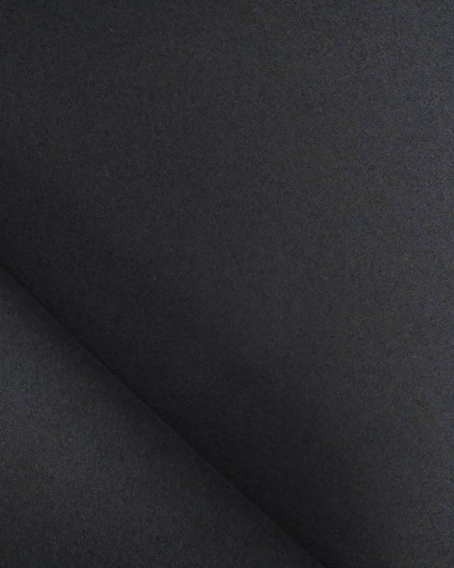 Tissu Effet Drap de Laine Uni Noir - Mercerine