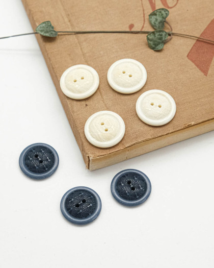 Bouton Bombé Gravé Motifs Feuillages