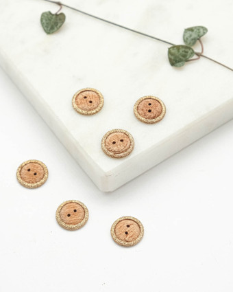 Bouton Bois de Hêtre Contour Doré - Mercerine