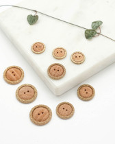Bouton Bois de Hêtre Contour Doré