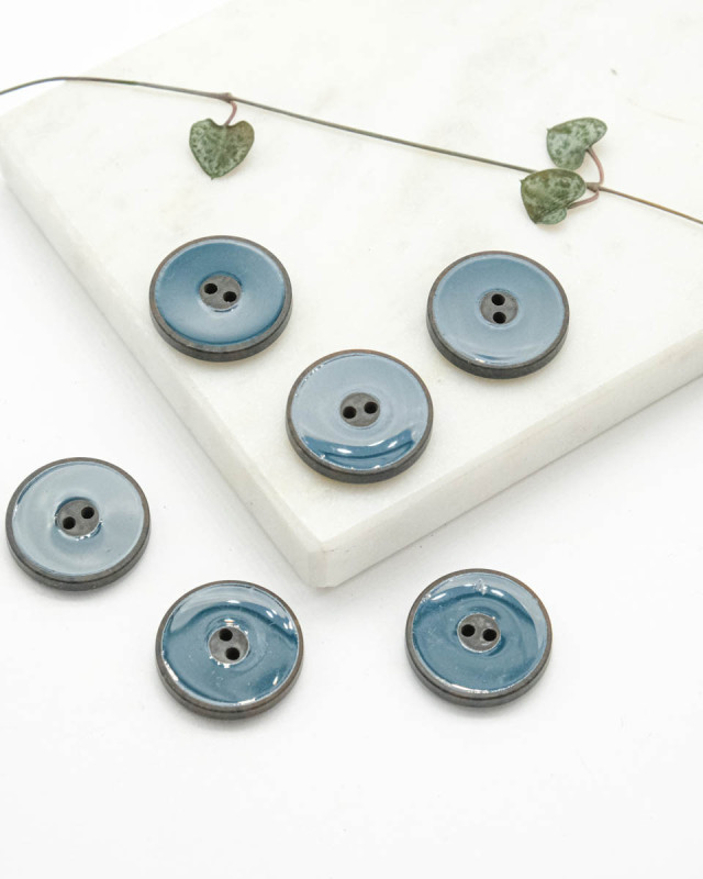Bouton Imitation Bois Bleu Canard - Mercerine