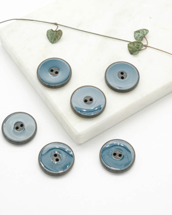 Bouton Imitation Bois Bleu Canard - Mercerine