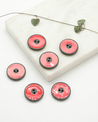Bouton Imitation Bois Rouge - Mercerine
