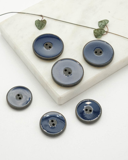 Bouton Imitation Bois Bleu Marine