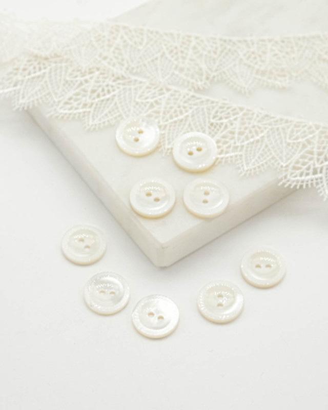 Bouton Ecru Vernis Bord Couronne - Mercerine