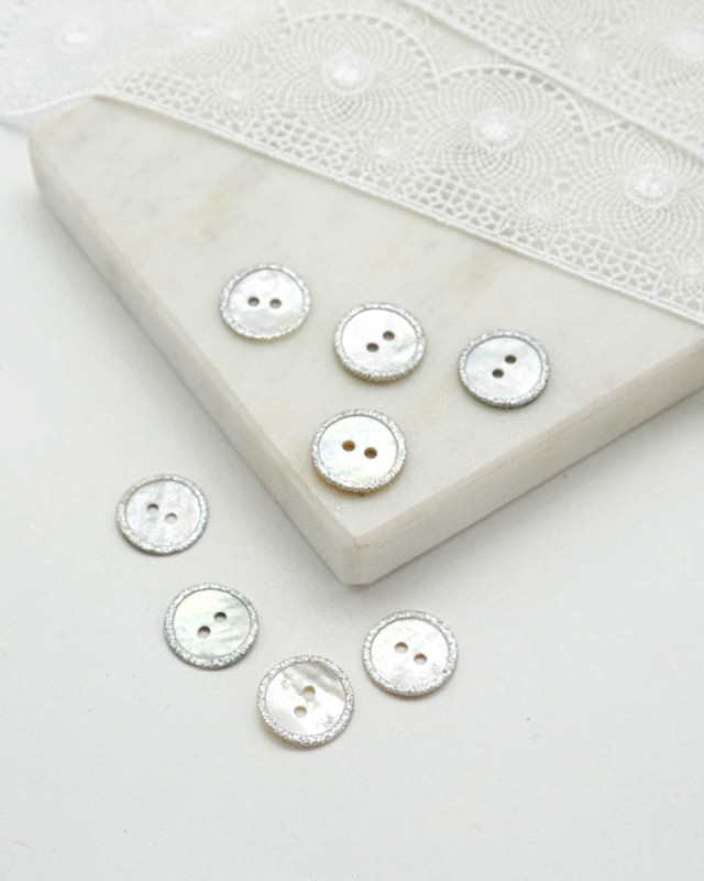 Bouton Nacre Akoya Tour Argent - Mercerine
