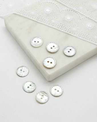Bouton Nacre Akoya Tour Argent - Mercerine