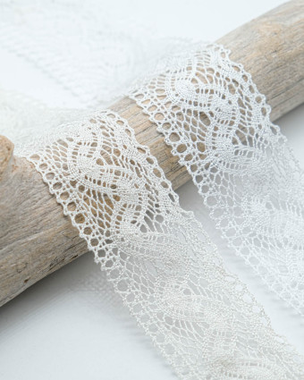 Dentelle Coton Vagues - Blanc, Ecru