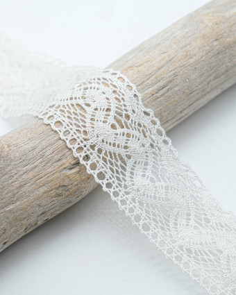 Dentelle Coton Vagues - Blanc, Ecru- Mercerine