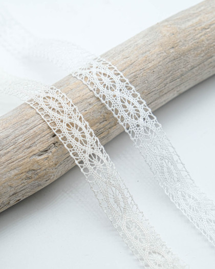 Dentelle Coton Amande - Blanc, Ecru