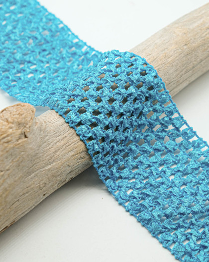 Elastique Crocheté Bleu Turquoise 70mm