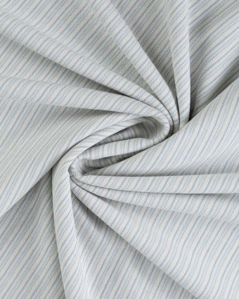 Maille Coton Légère Rayures Ecru et Bleu Ciel - Mercerine