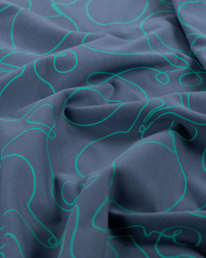 Tissu Jersey French Terry Bleu Marine Raquette - Mercerine