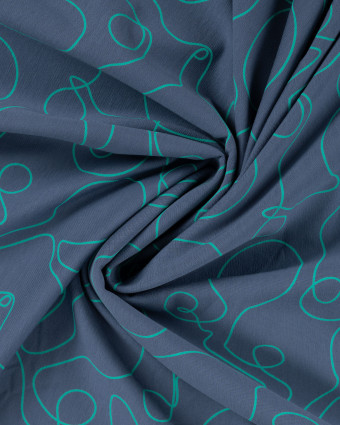 Tissu Jersey French Terry Bleu Marine Raquette - Mercerine