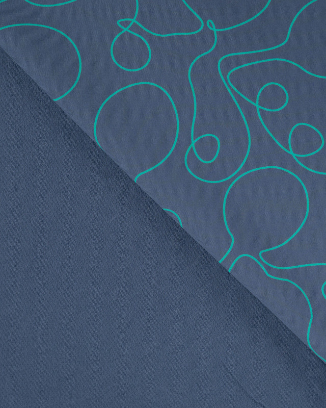 Tissu Jersey French Terry Bleu Marine Raquette - Mercerine