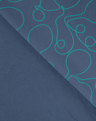 Tissu Jersey French Terry Bleu Marine Raquette - Mercerine
