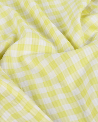Tissu Seersucker à Carreaux Jaune Citron - Mercerine