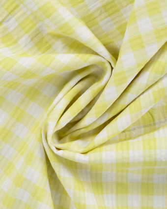 Tissu Seersucker à Carreaux Jaune Citron - Mercerine