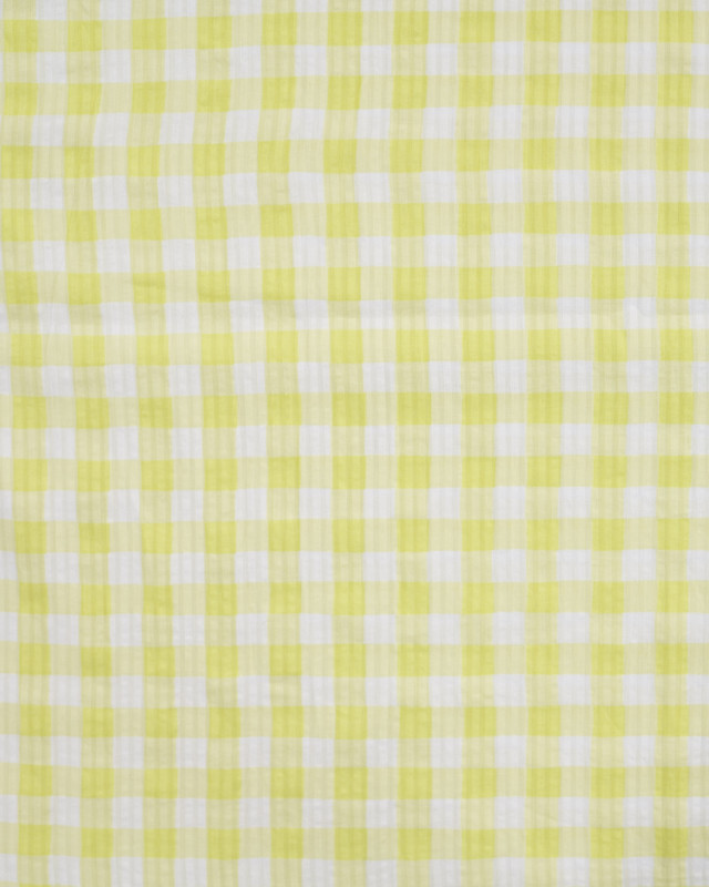 Tissu Seersucker à Carreaux Jaune Citron - Mercerine