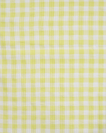 Tissu Seersucker à Carreaux Jaune Citron - Mercerine