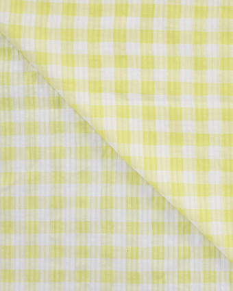 Tissu Seersucker à Carreaux Jaune Citron - Mercerine