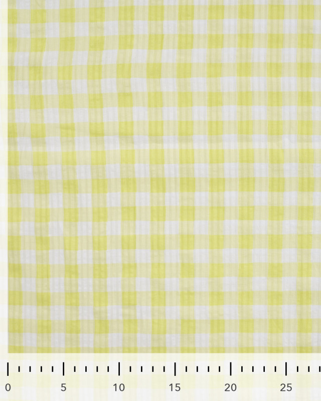 Tissu Seersucker à Carreaux Jaune Citron - Mercerine