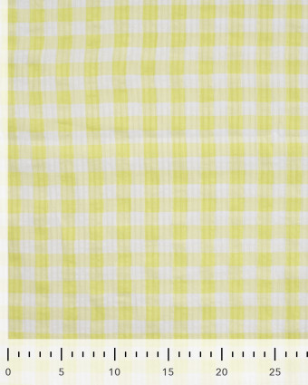 Tissu Seersucker à Carreaux Jaune Citron - Mercerine