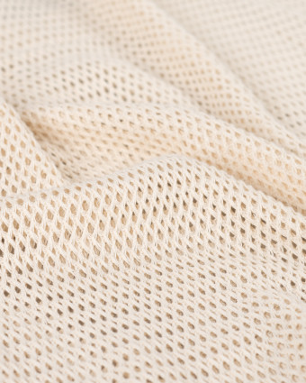 Tissu Crochet Uni Beige Naturel - Mercerine