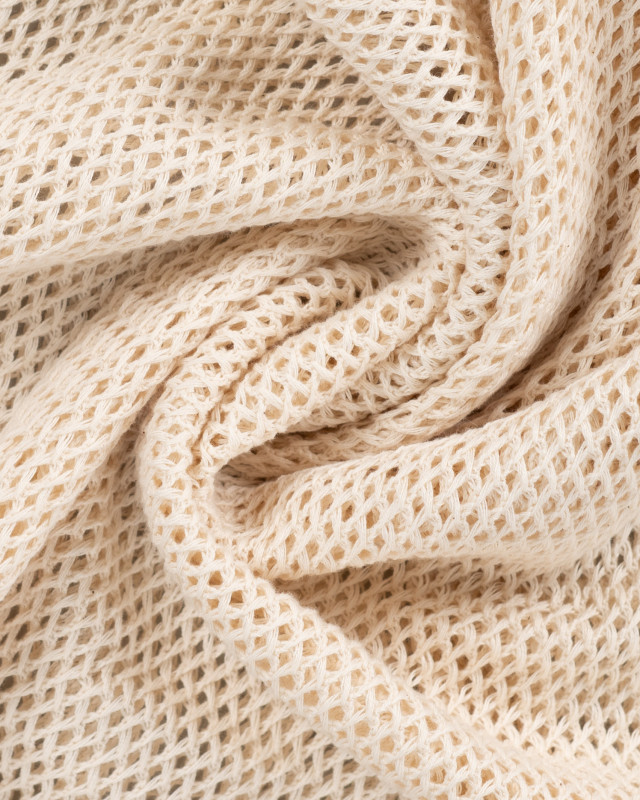 Tissu Crochet Uni Beige Naturel - Mercerine