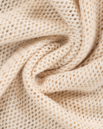 Tissu Crochet Uni Beige Naturel - Mercerine