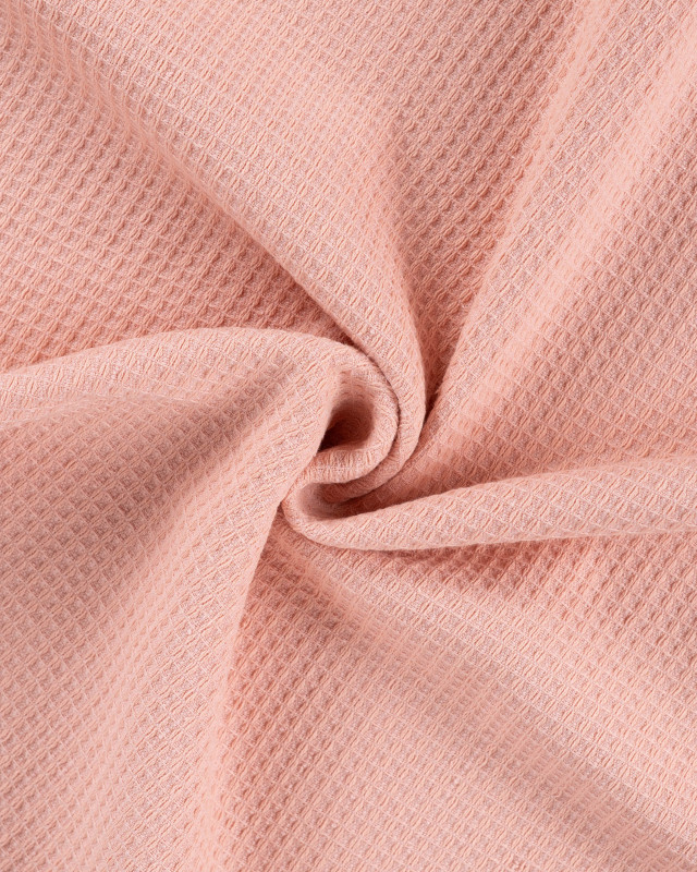 Tissu Nid d'Abeille Envers Eponge Bambou Rose - Mercerine