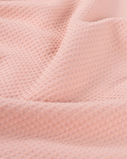 Tissu Nid d'Abeille Envers Eponge Bambou Rose - Mercerine