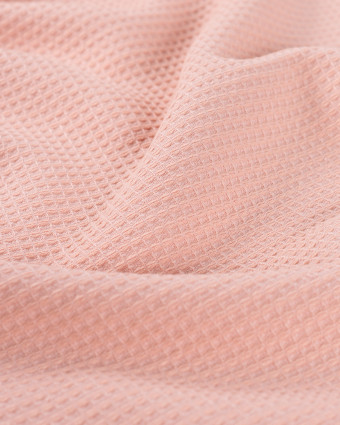 Tissu Nid d'Abeille Envers Eponge Bambou Rose - Mercerine